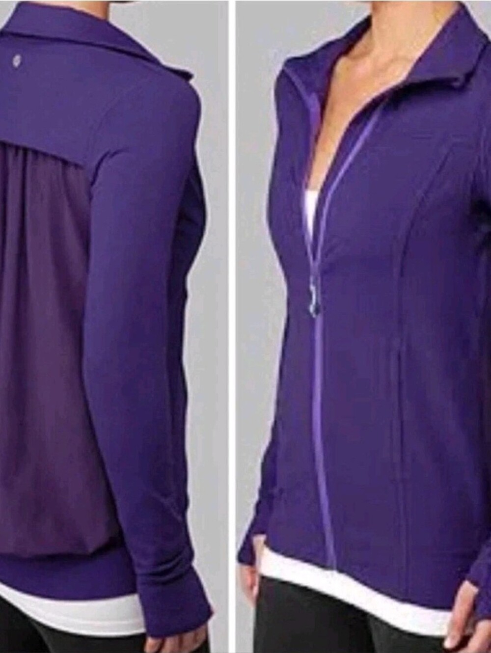 Lululemon Women's Tadasana Mesh Back Full Zip Jacket Purple Size 10 Ventilation